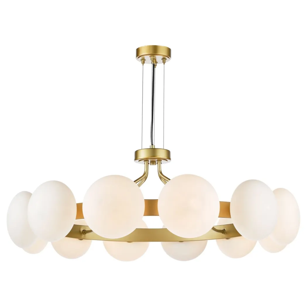 Tauri 12 Light Gold & Opal Glass Pendant Ceiling Light