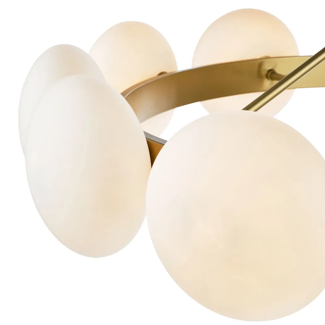 Tauri 12 Light Gold & Opal Glass Pendant Ceiling Light