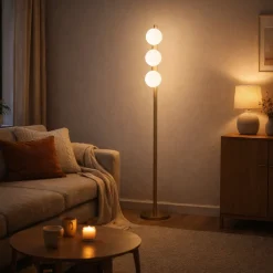 Tauri 3 Light Gold & Opal Glass Floor Lamp