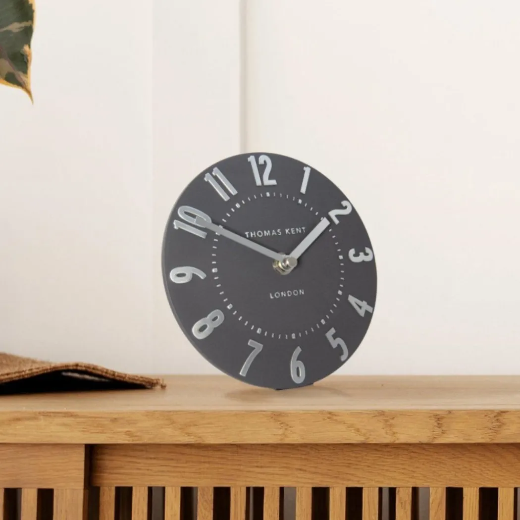 Thomas Kent Mulberry Mantel Clock Graphite Silver