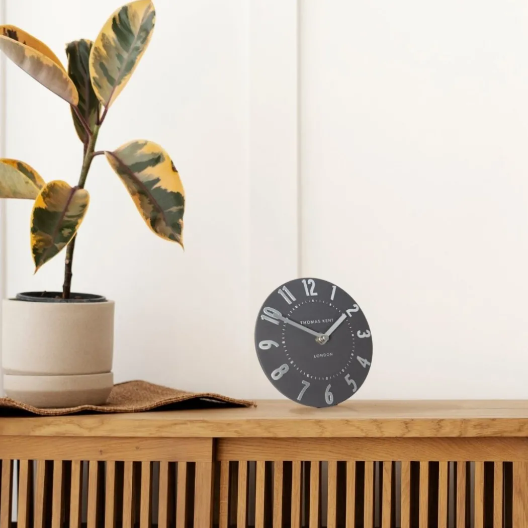 Thomas Kent Mulberry Mantel Clock Graphite Silver
