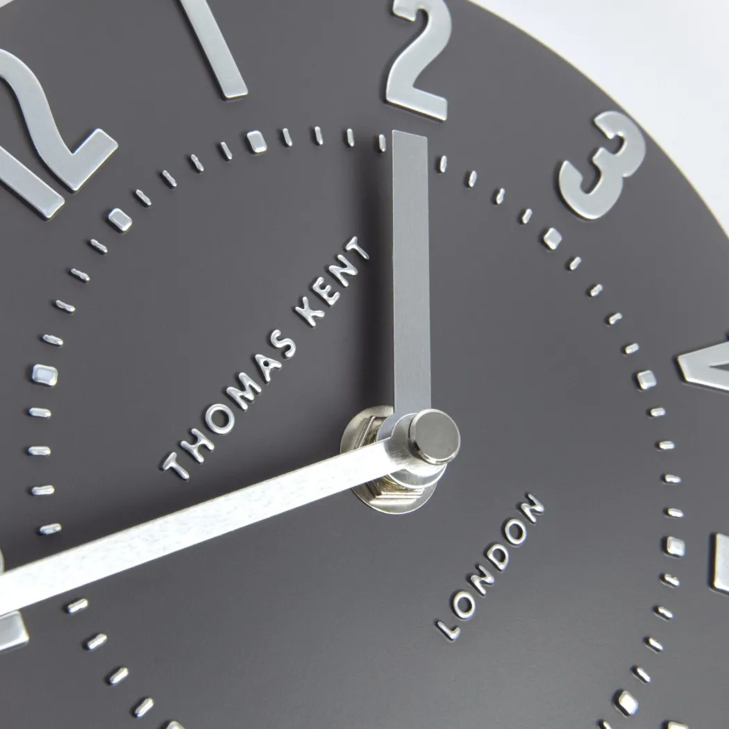 Thomas Kent Mulberry Mantel Clock Graphite Silver
