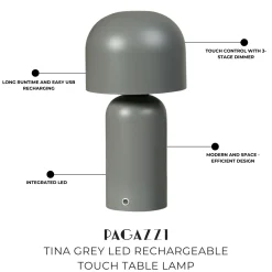 Tina Grey LED Rechargeable Touch Table Lamp