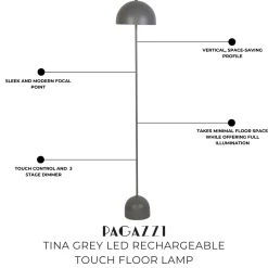 Tina Grey LED Rechargeable Touch Floor Lamp