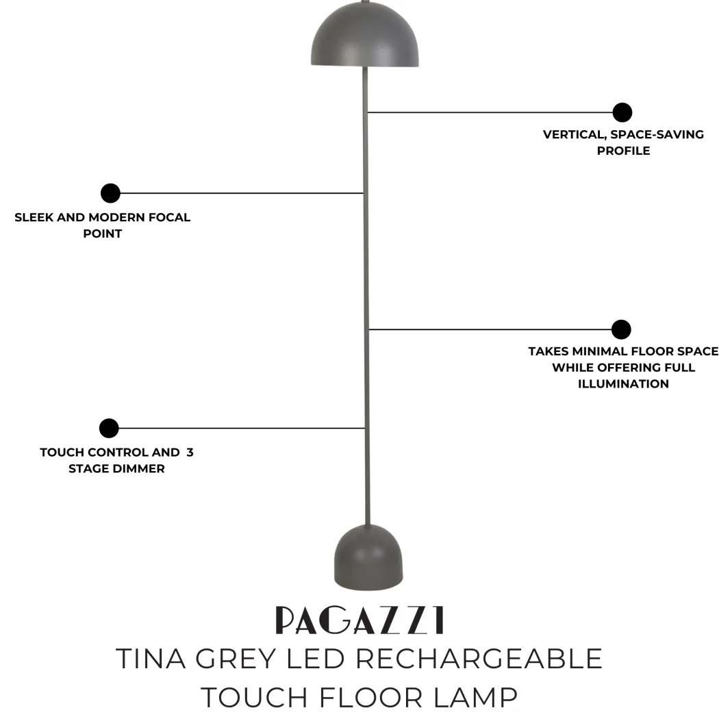 Tina Grey LED Rechargeable Touch Floor Lamp