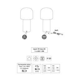 Tina Natural LED Rechargeable Table Lamp