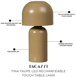Tina Taupe LED Rechargeable Touch Table Lamp
