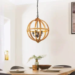 Toba 4-Light Wood Pendant Ceiling Light