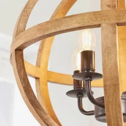 Toba 4-Light Wood Pendant Ceiling Light