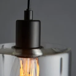 Toledo 1 Light Matt Black & Glass Ceiling Pendant