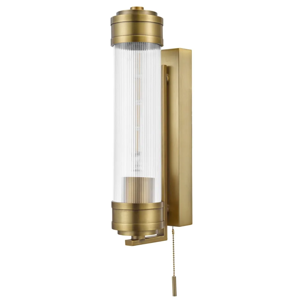 Tommaso Antique Bronze & Glass IP44 Wall Light