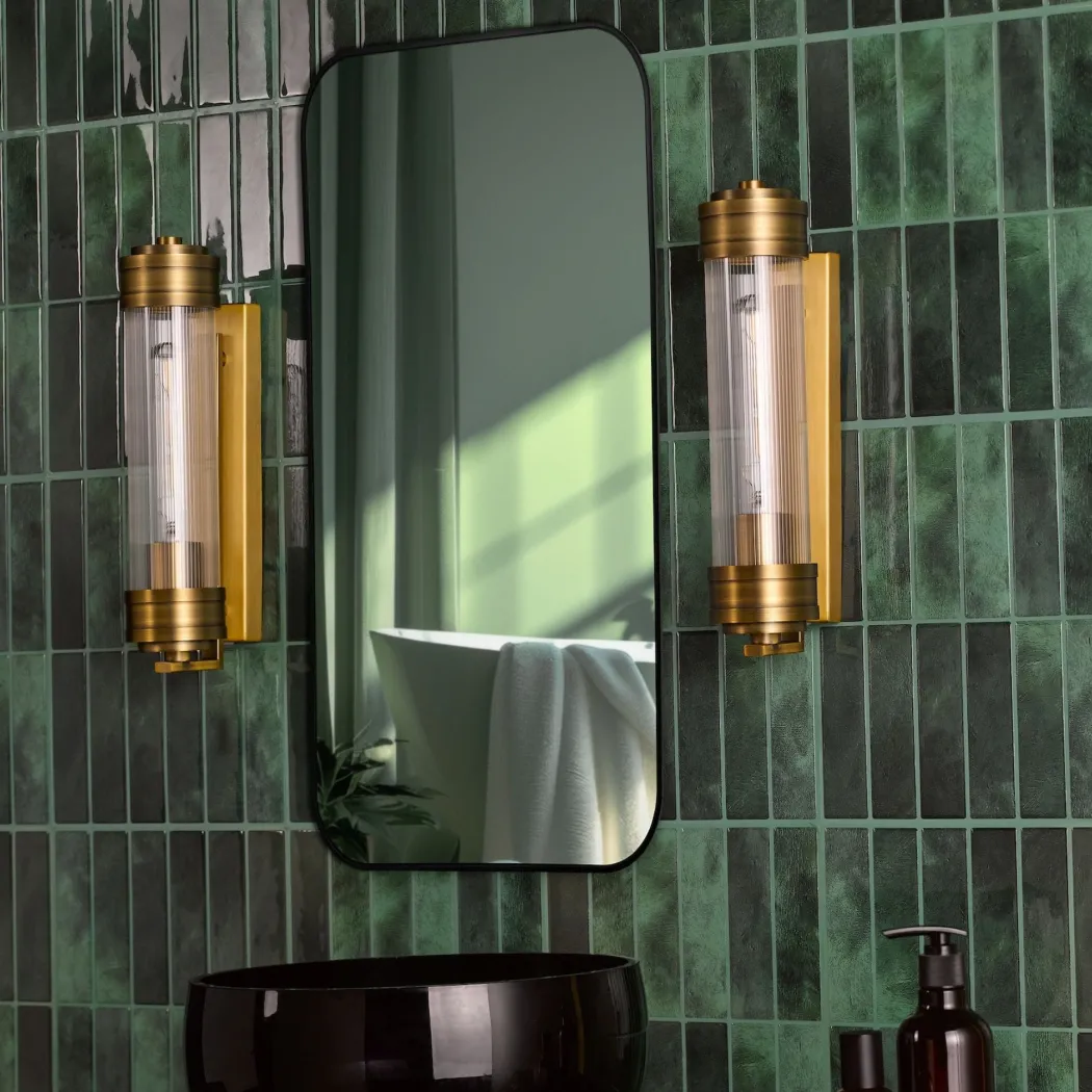 Tommaso Antique Bronze & Glass IP44 Wall Light
