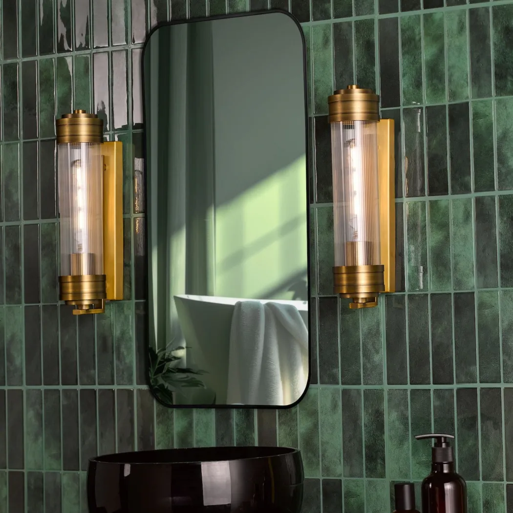 Tommaso Antique Bronze & Glass IP44 Wall Light