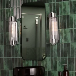 Tommaso Polished Nickel & Glass IP44 Wall Light