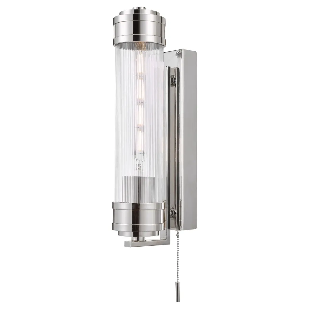Tommaso Polished Nickel & Glass IP44 Wall Light
