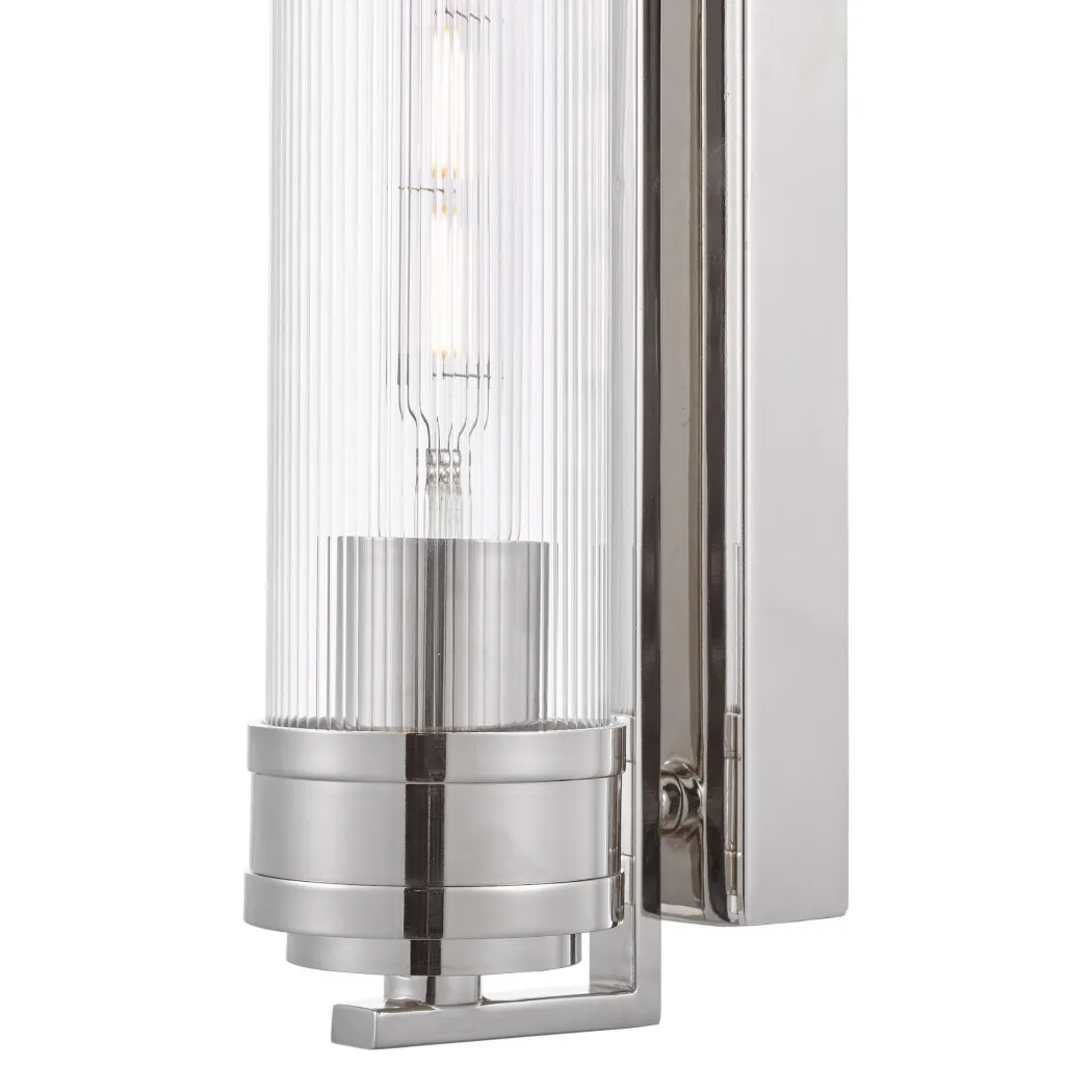 Tommaso Polished Nickel & Glass IP44 Wall Light