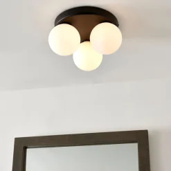 Toronto 3 Light IP44 Flush Matte Black Ceiling Light