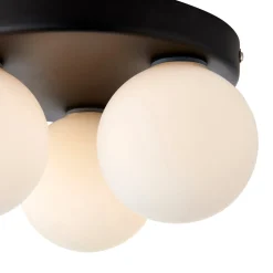 Toronto 3 Light IP44 Flush Matte Black Ceiling Light