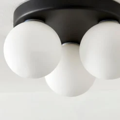 Toronto 3 Light IP44 Flush Matte Black Ceiling Light