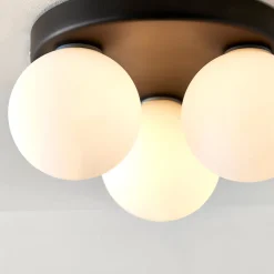 Toronto 3 Light IP44 Flush Matte Black Ceiling Light