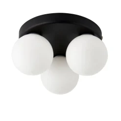 Toronto 3 Light IP44 Flush Matte Black Ceiling Light