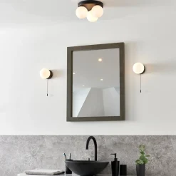 Toronto 3 Light IP44 Flush Matte Black Ceiling Light