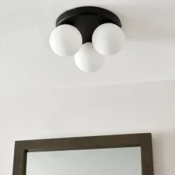 Toronto 3 Light IP44 Flush Matte Black Ceiling Light