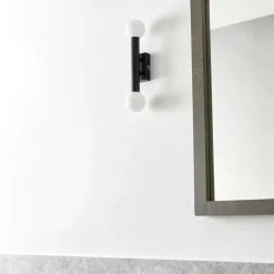 Toronto Matt Black IP44 2 Light Wall Light