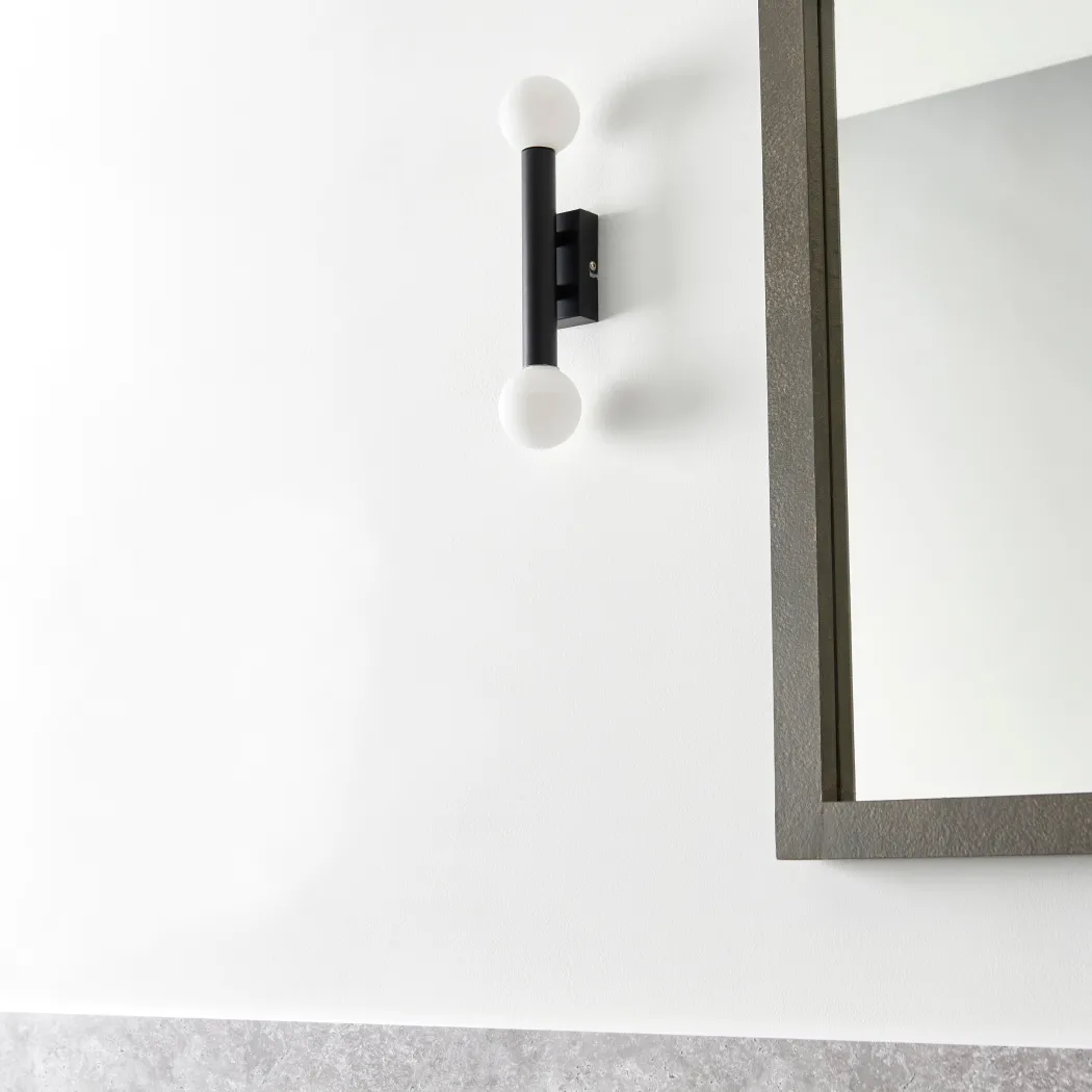 Toronto Matt Black IP44 2 Light Wall Light