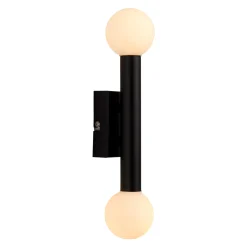 Toronto Matt Black IP44 2 Light Wall Light
