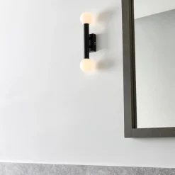 Toronto Matt Black IP44 2 Light Wall Light