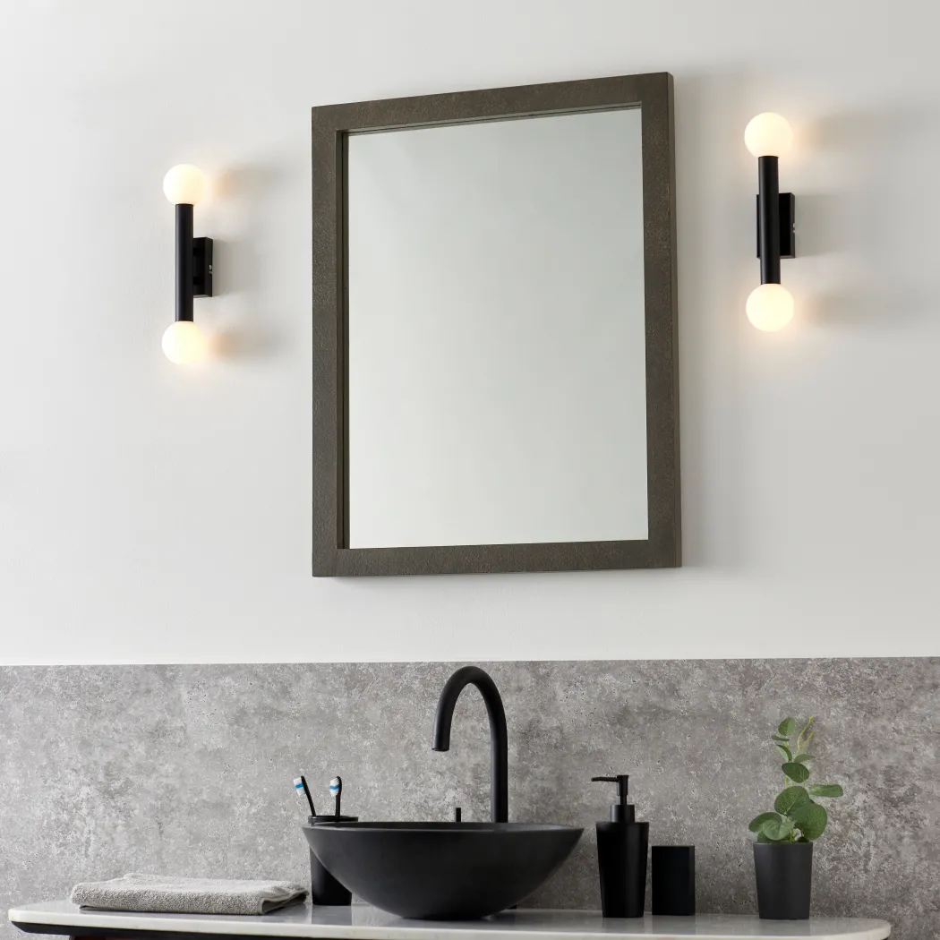 Toronto Matt Black IP44 2 Light Wall Light