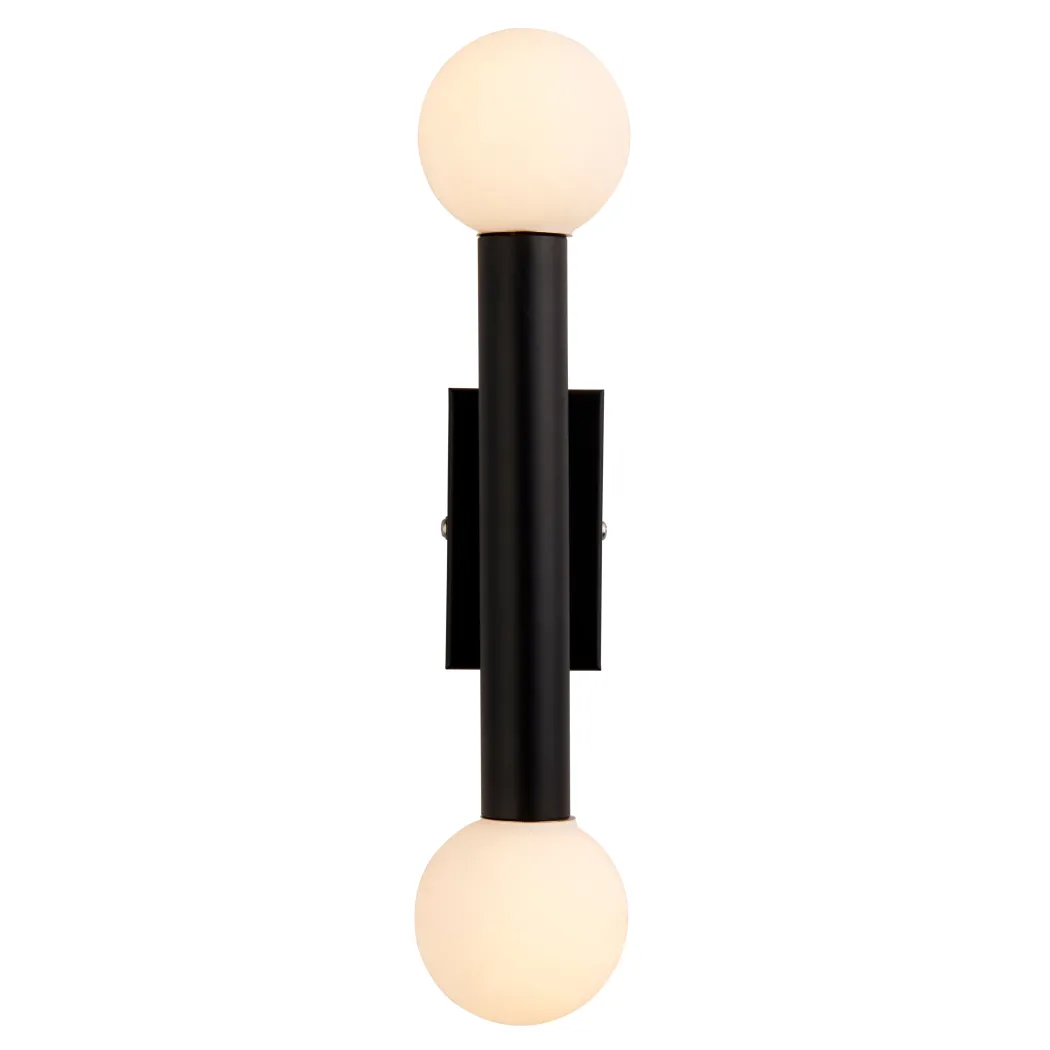 Toronto Matt Black IP44 2 Light Wall Light
