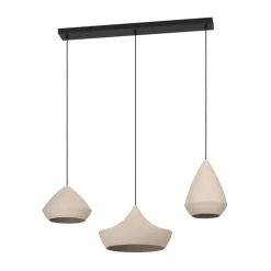 Torremolinos 3 Light Sand & Black Pendant Ceiling Light