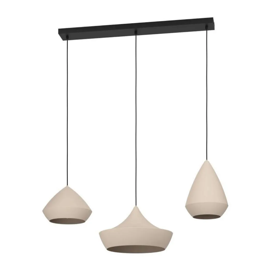 Torremolinos 3 Light Sand & Black Pendant Ceiling Light