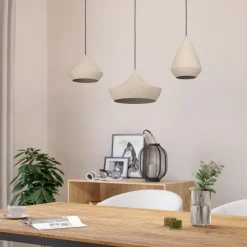 Torremolinos 3 Light Sand & Black Pendant Ceiling Light
