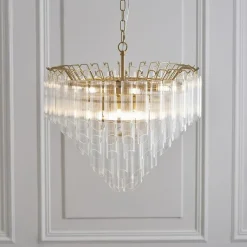 Toulouse 12 Light Gold & Glass Pendant Ceiling Light
