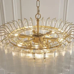 Toulouse 12 Light Gold & Glass Pendant Ceiling Light