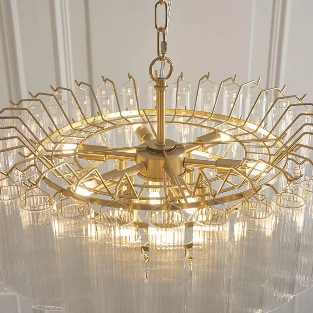 Toulouse 12 Light Gold & Glass Pendant Ceiling Light