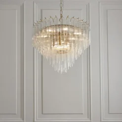 Toulouse 12 Light Gold & Glass Pendant Ceiling Light