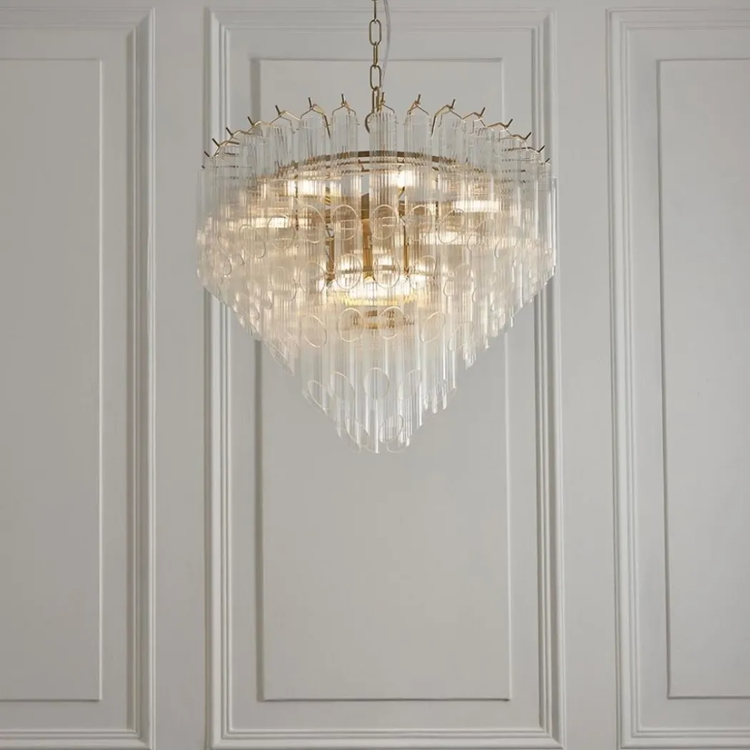 Toulouse 12 Light Gold & Glass Pendant Ceiling Light