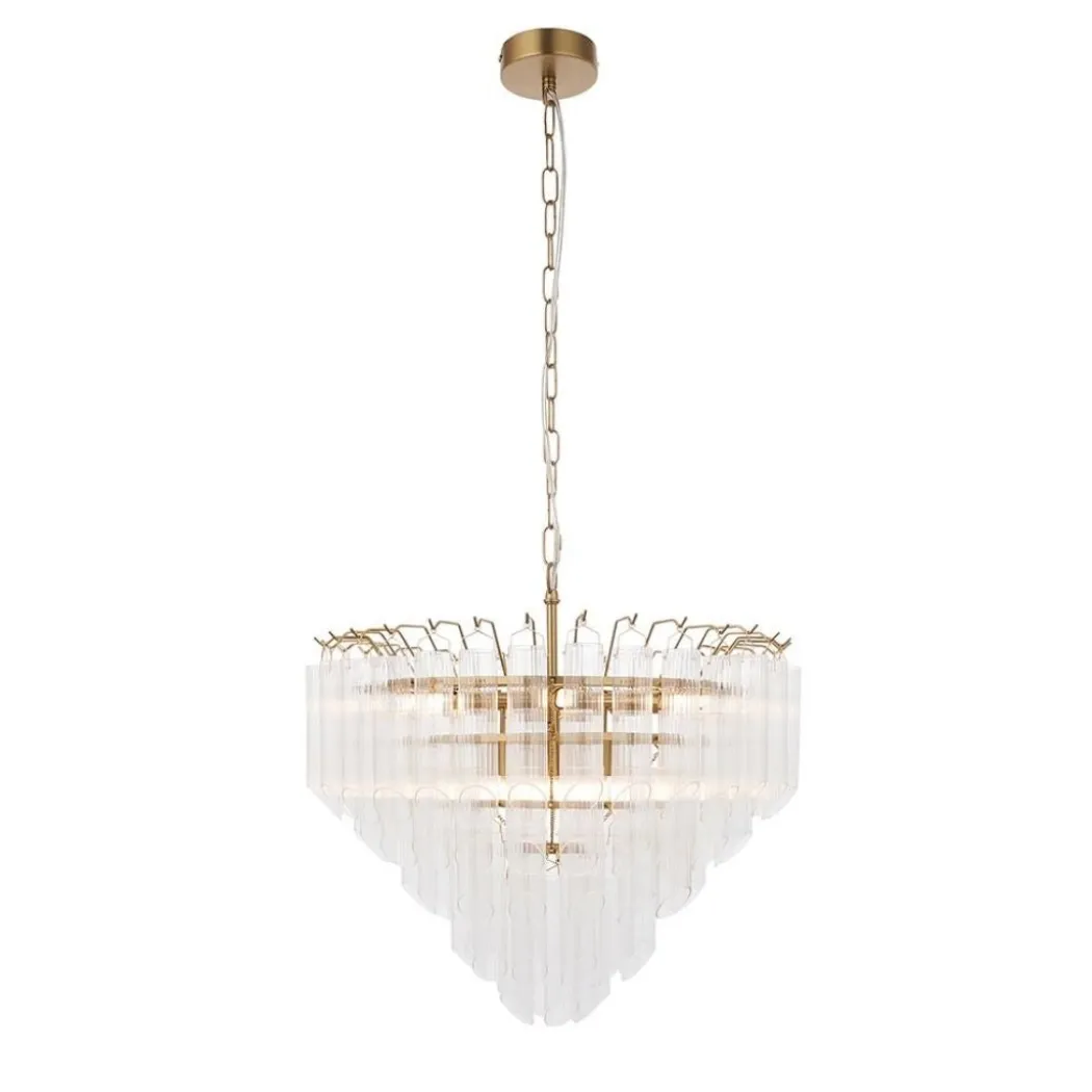 Toulouse 12 Light Gold & Glass Pendant Ceiling Light
