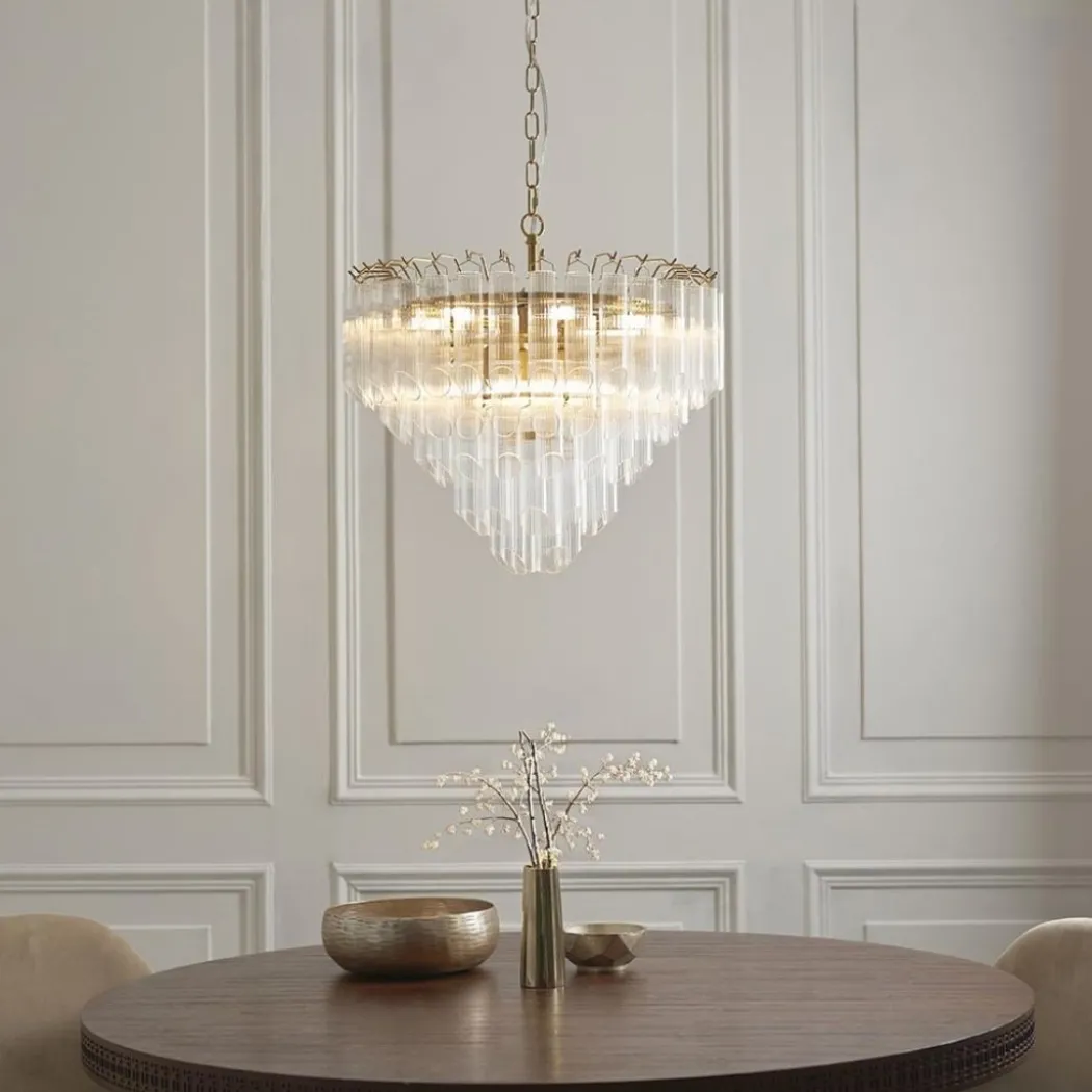Toulouse 12 Light Gold & Glass Pendant Ceiling Light