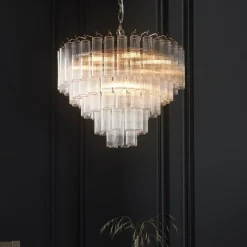 Toulouse 12-Light Silver and Glass Pendant Ceiling Light