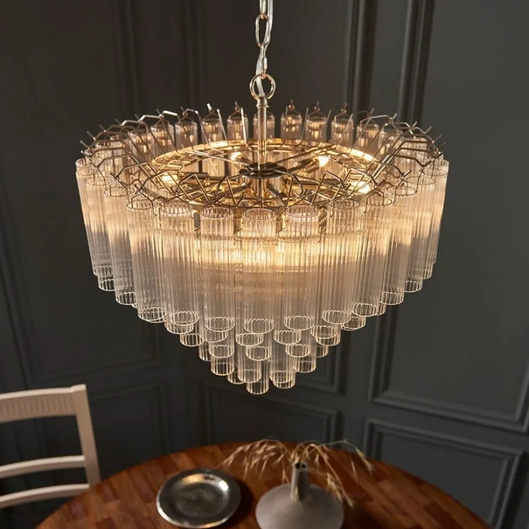 Toulouse 12-Light Silver and Glass Pendant Ceiling Light
