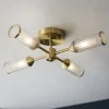Tour 4 Light Gold & Glass Semi Flush Ceiling Light
