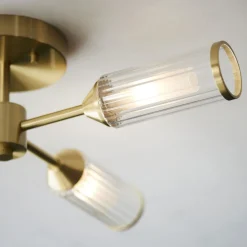 Tour 4 Light Gold & Glass Semi Flush Ceiling Light