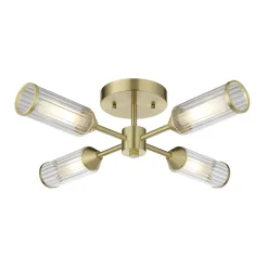Tour 4 Light Gold & Glass Semi Flush Ceiling Light