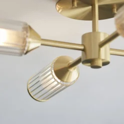 Tour 4 Light Gold & Glass Semi Flush Ceiling Light