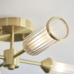 Tour 4 Light Gold & Glass Semi Flush Ceiling Light